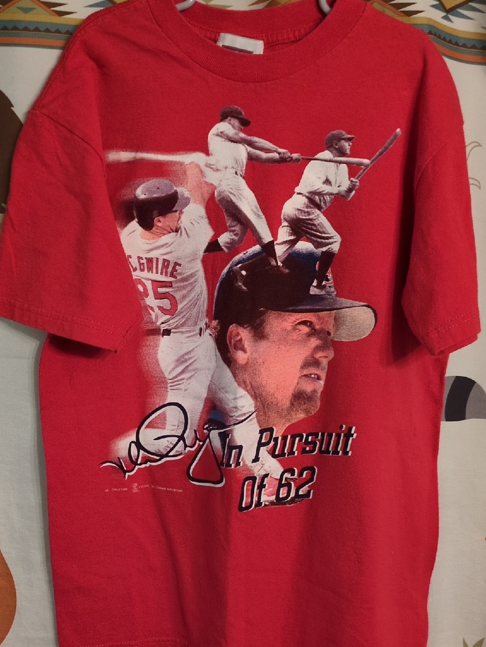 1998 Mark McGuire Pursuit Of 62 Red Short-Sleeve Graphic Tee - Unbranded